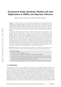 Guaranteed Stable Quadratic Models and their applications in SINDy and
  Operator Inference
