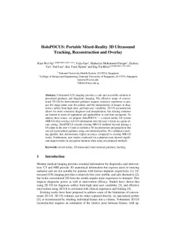 HoloPOCUS: Portable Mixed-Reality 3D Ultrasound Tracking, Reconstruction
  and Overlay