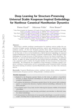 Deep Learning for Structure-Preserving Universal Stable Koopman-Inspired
  Embeddings for Nonlinear Canonical Hamiltonian Dynamics