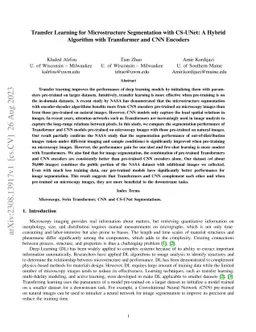 Transfer Learning for Microstructure Segmentation with CS-UNet: A Hybrid
  Algorithm with Transformer and CNN Encoders