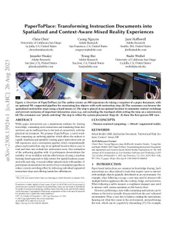 PaperToPlace: Transforming Instruction Documents into Spatialized and
  Context-Aware Mixed Reality Experiences