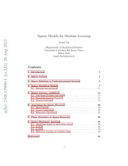Sparse Models for Machine Learning