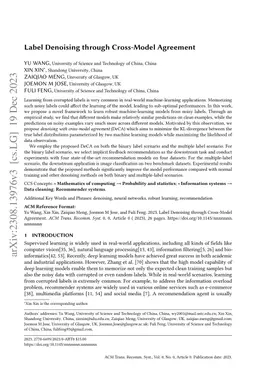Label Denoising through Cross-Model Agreement