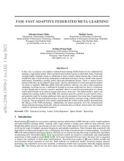 FAM: fast adaptive federated meta-learning