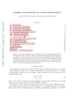 Algebra and Geometry of Camera Resectioning
