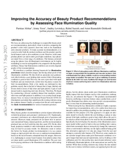 Improving the Accuracy of Beauty Product Recommendations by Assessing
  Face Illumination Quality