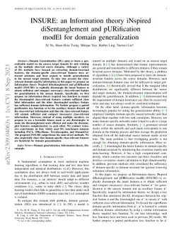 INSURE: An Information Theory Inspired Disentanglement and Purification
  Model for Domain Generalization
