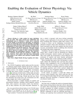 Enabling the Evaluation of Driver Physiology Via Vehicle Dynamics