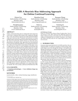 UER: A Heuristic Bias Addressing Approach for Online Continual Learning