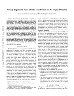Weakly Supervised Point Clouds Transformer for 3D Object Detection