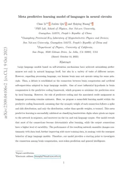 Meta predictive learning model of languages in neural circuits
