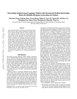 Knowledge-tuning Large Language Models with Structured Medical Knowledge
  Bases for Reliable Response Generation in Chinese
