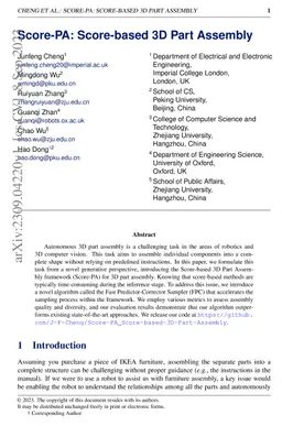 Score-PA: Score-based 3D Part Assembly