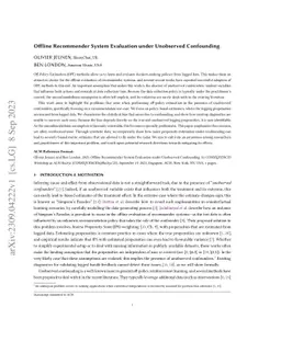 Offline Recommender System Evaluation under Unobserved Confounding