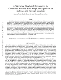 A Tutorial on Distributed Optimization for Cooperative Robotics: from Setups and Algorithms to Toolboxes and Research Directions