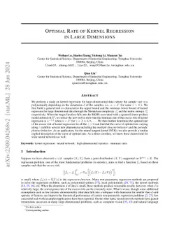 Optimal Rate of Kernel Regression in Large Dimensions