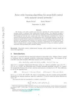 Actor critic learning algorithms for mean-field control with moment
  neural networks