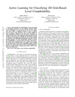 Active Learning for Classifying 2D Grid-Based Level Completability