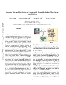 Impact of Blur and Resolution on Demographic Disparities in 1-to-Many
  Facial Identification
