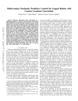 Multi-contact Stochastic Predictive Control for Legged Robots with
  Contact Locations Uncertainty
