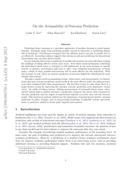 On the Actionability of Outcome Prediction