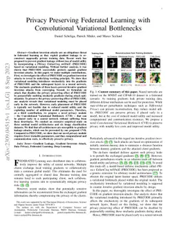 Privacy Preserving Federated Learning with Convolutional Variational
  Bottlenecks