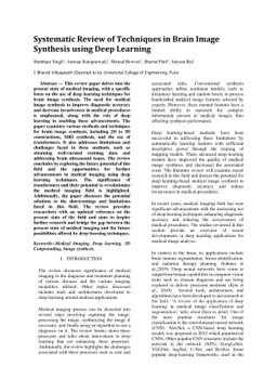 Systematic Review of Techniques in Brain Image Synthesis using Deep
  Learning