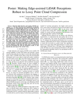 Poster: Making Edge-assisted LiDAR Perceptions Robust to Lossy Point
  Cloud Compression