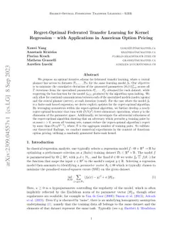 Regret-Optimal Federated Transfer Learning for Kernel Regression with
  Applications in American Option Pricing