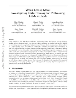 When Less is More: Investigating Data Pruning for Pretraining LLMs at
  Scale