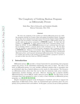 The Complexity of Verifying Boolean Programs as Differentially Private
