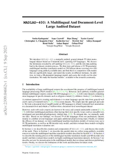 MADLAD-400: A Multilingual And Document-Level Large Audited Dataset