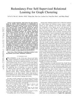 Redundancy-Free Self-Supervised Relational Learning for Graph Clustering