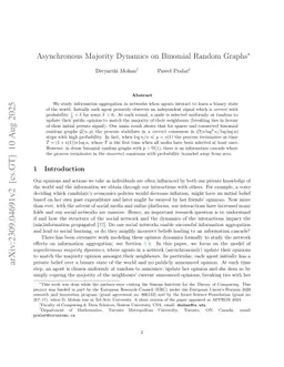 Asynchronous Majority Dynamics on Binomial Random Graphs