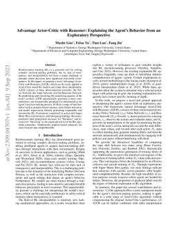 Advantage Actor-Critic with Reasoner: Explaining the Agent's Behavior
  from an Exploratory Perspective