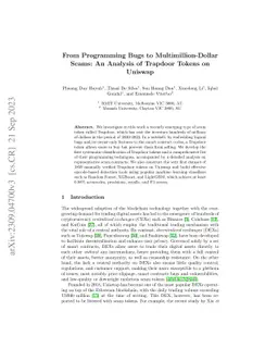 From Programming Bugs to Multimillion-Dollar Scams: An Analysis of
  Trapdoor Tokens on Decentralized Exchanges