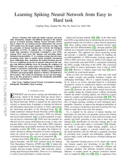 Learning Spiking Neural Network from Easy to Hard task