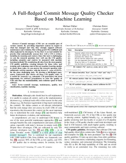 A Full-fledged Commit Message Quality Checker Based on Machine Learning
