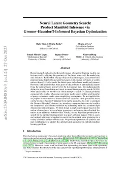 Neural Latent Geometry Search: Product Manifold Inference via
  Gromov-Hausdorff-Informed Bayesian Optimization
