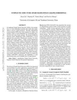 Symplectic Structure-Aware Hamiltonian (Graph) Embeddings