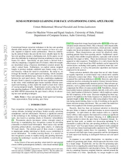 Semi-Supervised learning for Face Anti-Spoofing using Apex frame