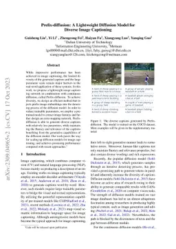 Prefix-diffusion: A Lightweight Diffusion Model for Diverse Image
  Captioning