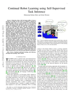 Continual Robot Learning using Self-Supervised Task Inference