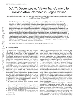 DeViT: Decomposing Vision Transformers for Collaborative Inference in
  Edge Devices