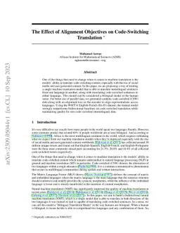 The Effect of Alignment Objectives on Code-Switching Translation