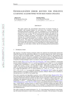 Generalization error bounds for iterative learning algorithms with
  bounded updates