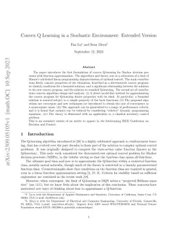 Convex Q Learning in a Stochastic Environment: Extended Version