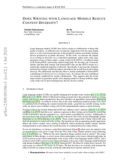 Does Writing with Language Models Reduce Content Diversity?