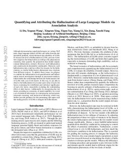 Quantifying and Attributing the Hallucination of Large Language Models
  via Association Analysis