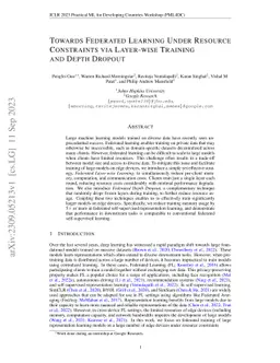 Towards Federated Learning Under Resource Constraints via Layer-wise
  Training and Depth Dropout